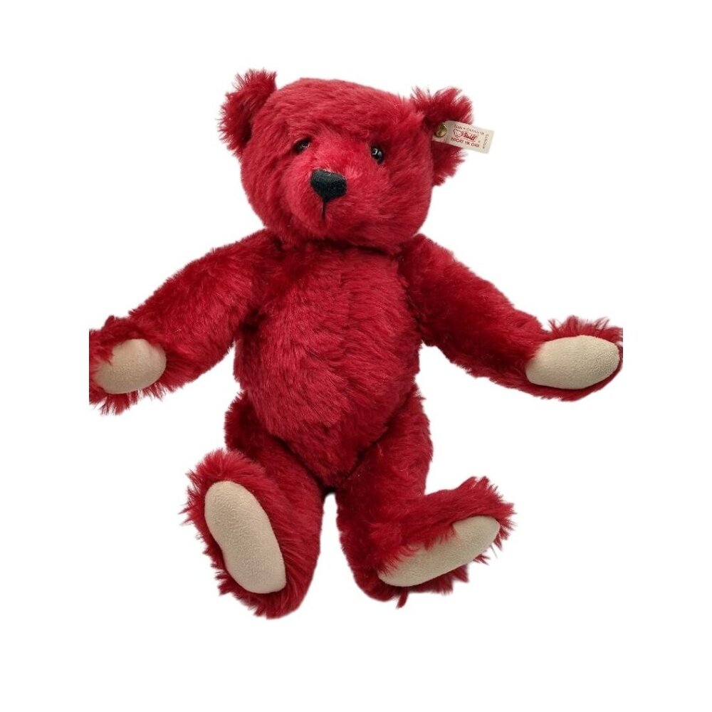 Steiff Red Teddy Bear Made In Germany With Button Tag